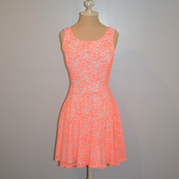 Guess Dresses & Skirts - Guess Neon Lace Fit and Flare Dress
